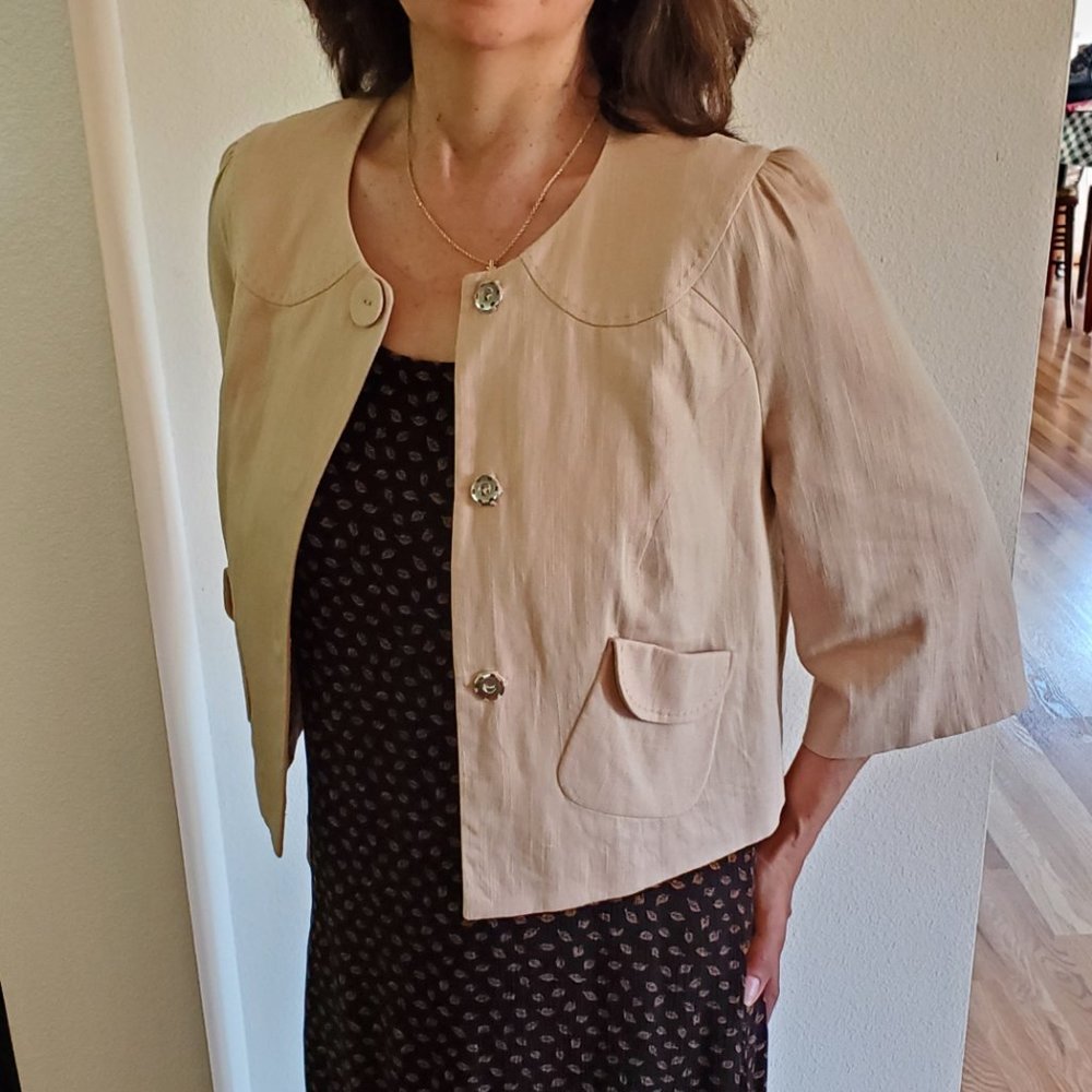 Apt. 9 Cropped Linen Jacket, Size 10